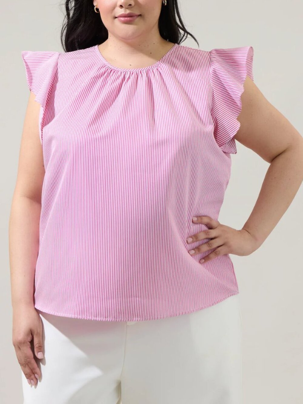 Sugarlips Hermas Striped Ruffle Top Curve - Fuchsia